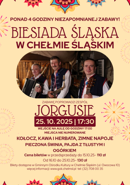 Biesiada Śląska w Chełmie Śląskim- wystąpi zespół "Jorgusie"