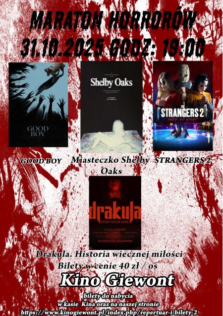 Maraton Horrorów 31.10.2025 Kino "Giewont"