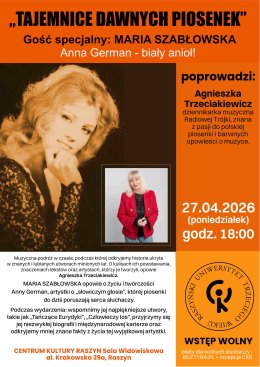 Wykład RUTW: „TAJEMNICE DAWNYCH PIOSENEK” ANNA GERMAN- BIAŁY ANIOŁ